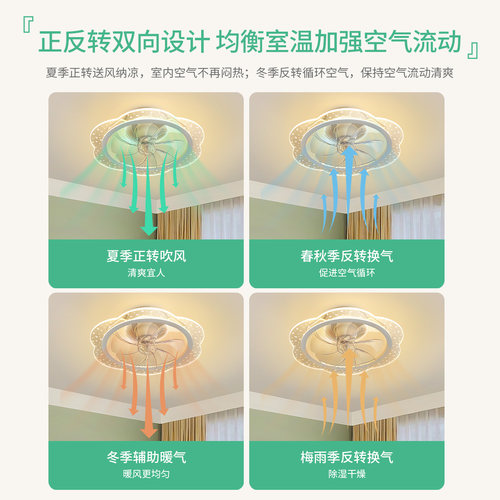 雷士照明风扇吊灯卧室灯客厅灯餐厅灯具现代简约电扇灯摇头风扇灯 - 图2
