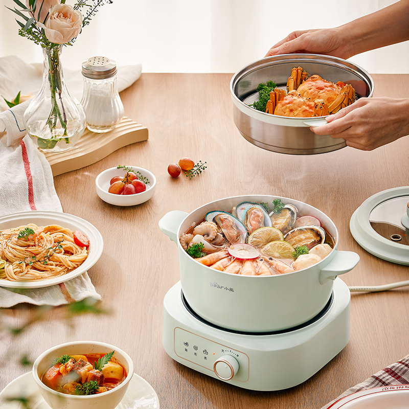 小熊2.5升电煮锅分体火锅小型寝室泡面锅2人多功能学生宿舍电热锅 - 图3