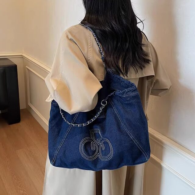 Korean retro denim armpit bag