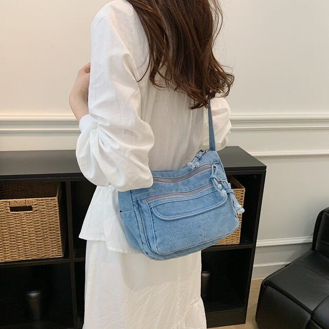 2026 New Denim Lazy Style Retro Shoulder Bag Women's Small Backpack Travel Commuting Lightweight Casual Crossbody Bag