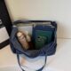 Korean letter embroidered denim large capacity armpit bag