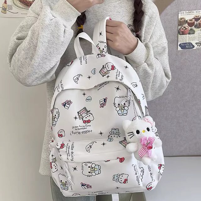 Kitty cat school bag ins Japanese female junior high school student cute college student campus elementary school student lightweight KT cat backpack