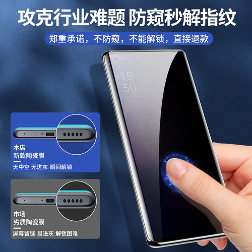 适用oppo钢化膜findx5pro全胶陶瓷膜findx6高清x3x2pro防偷窥屏Reno9pro+防窥reno6pro/3/4por曲屏8手机膜5g - 图3
