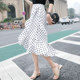 Summer chiffon strappy black and white polka dot fishtail skirt