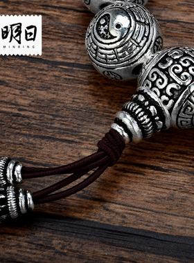明日足银八卦男女款复古做旧念珠