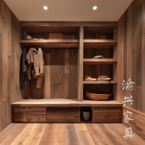 侘寂风实木沙发后置储物柜别墅家用沙发后收纳柜全屋定制玄关柜 - 图2