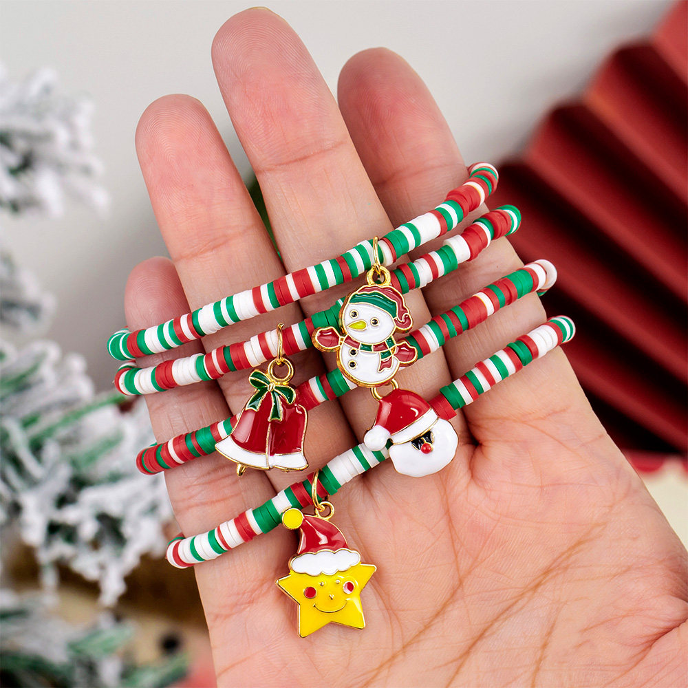 圣诞节礼物彩色手链金属吊坠编织手绳奖励幼儿园班级活动装饰礼品