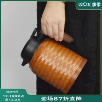 Bamboo Thermos Flask Insulation Pot Smother Teapot Hot Water Kettle 304 Stainless Steel Liner Hot Water Bottle Coffee Home Portable