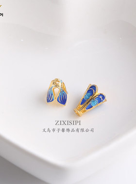 铜景泰蓝流苏帽搭花托