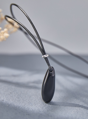 原创小众黑玛瑙石长款毛衣链女