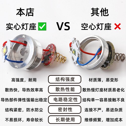 C8 C10 C11M2 强光手电筒Q5 T6 L2灯泡灯座LED10W灯珠5W灯芯 配件 - 图0