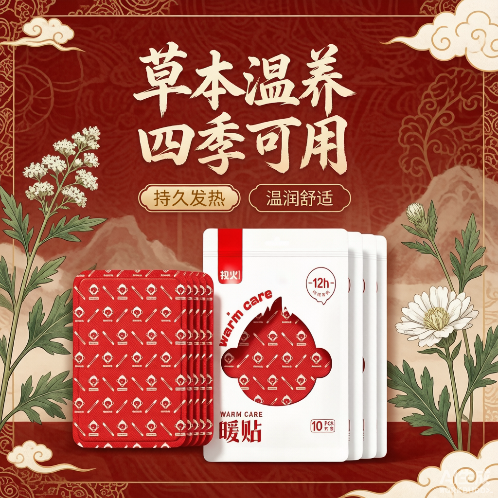 牧火暖贴艾草生姜益母草自发热保暖热敷贴