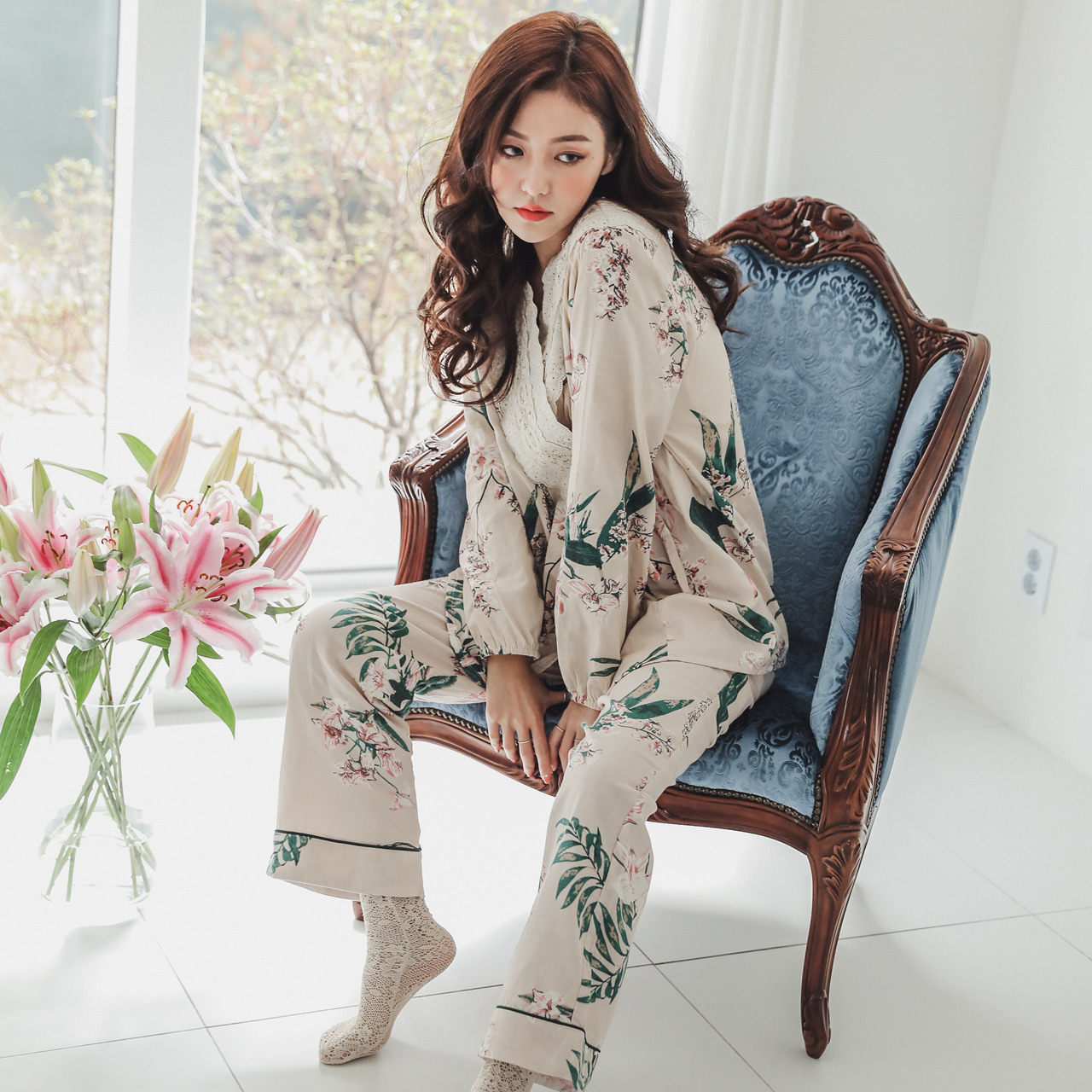 纯棉纱布和服月子服产妇春秋睡衣 lmsj服饰家居服套装