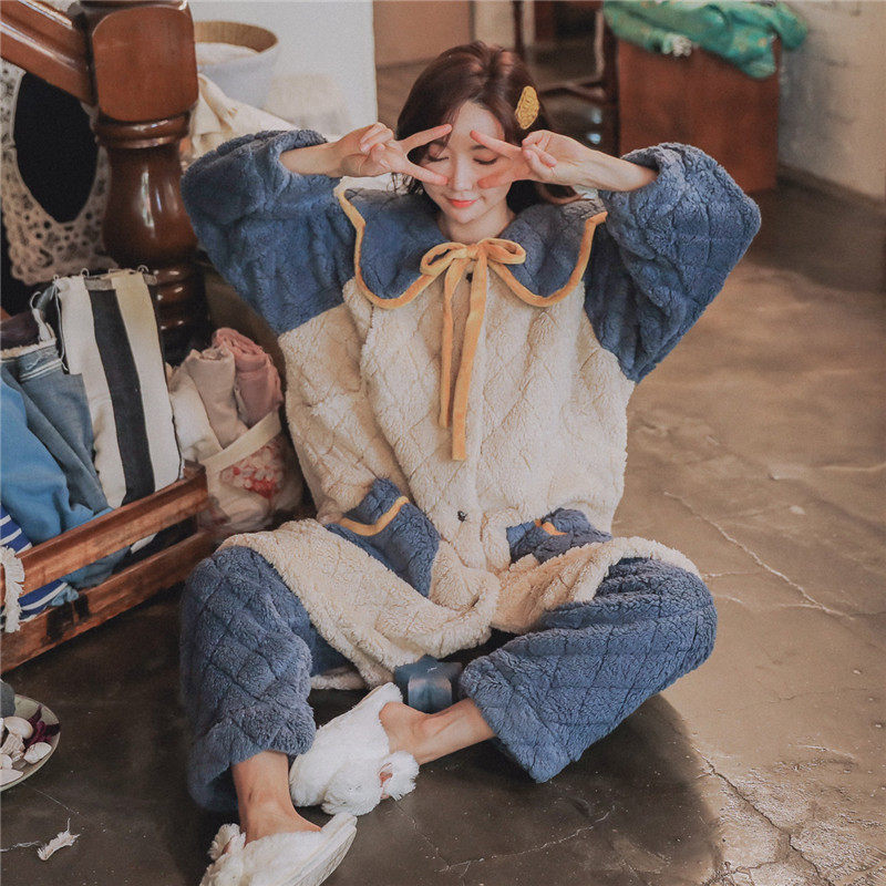 月子服长款孕妇秋冬季珊瑚绒睡袍 lmsj服饰家居服套装