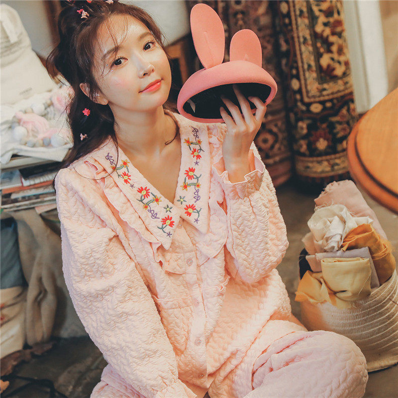 月子服里外纯棉空气棉秋冬季睡衣 lmsj服饰家居服套装