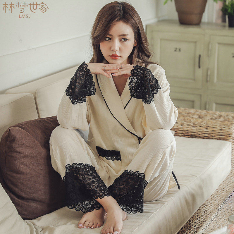 lmsj月子服春秋季纯棉纱布产后睡衣 lmsj服饰家居服套装