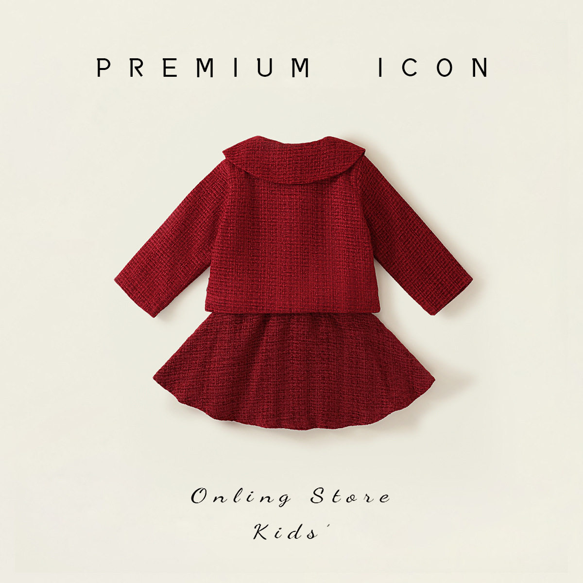 女童套装2025秋冬季新款儿童生日红色宝宝夹棉毛呢两件套年服代发,淘宝优惠券,粉丝福利购,淘宝优惠卷