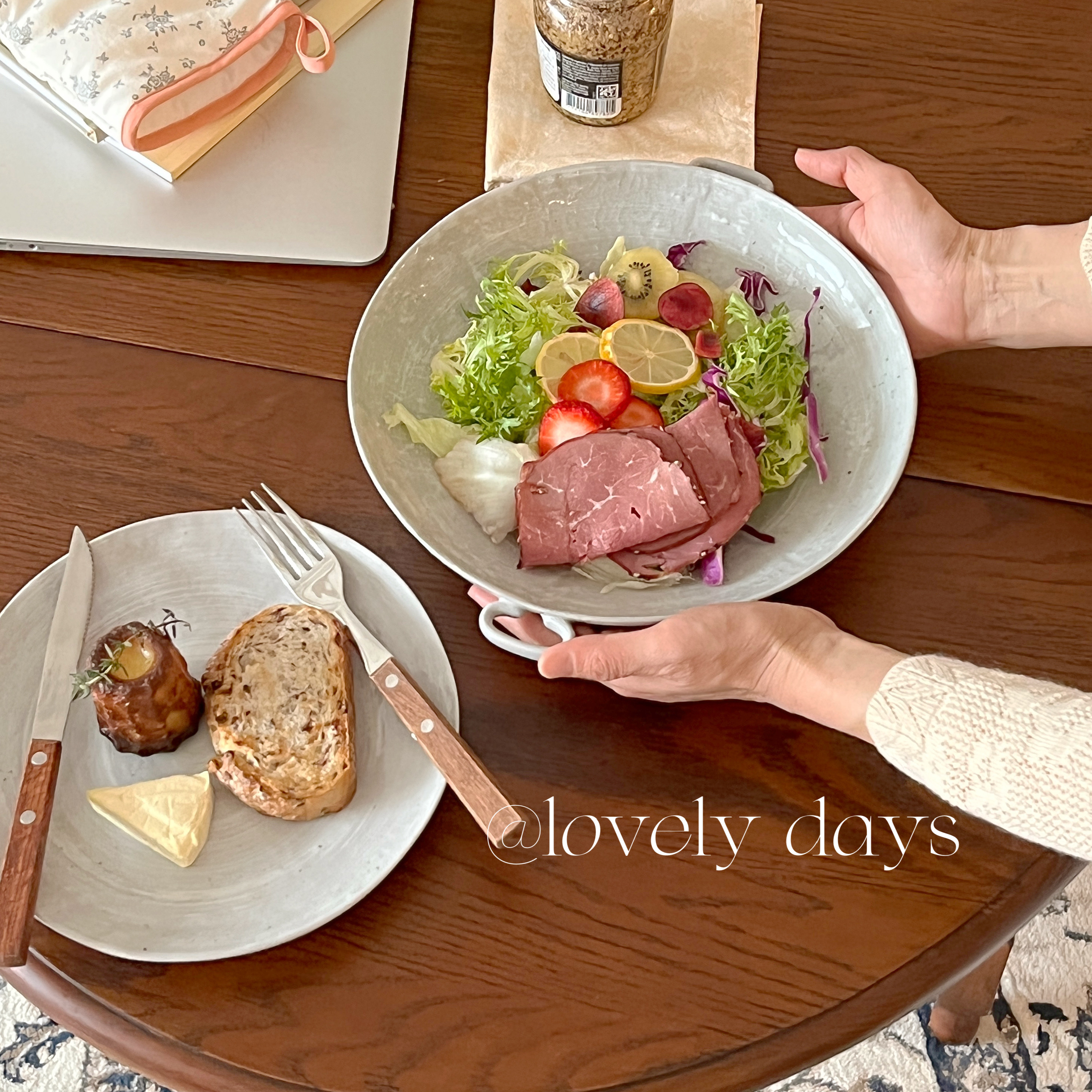 lovely days ins法式复古简约木质木柄家用不锈钢餐具 西餐刀叉勺 - 图3