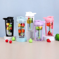 Conbole 500ML portable plastic rocking fitness sports water glass with scale milkshake powder double custom