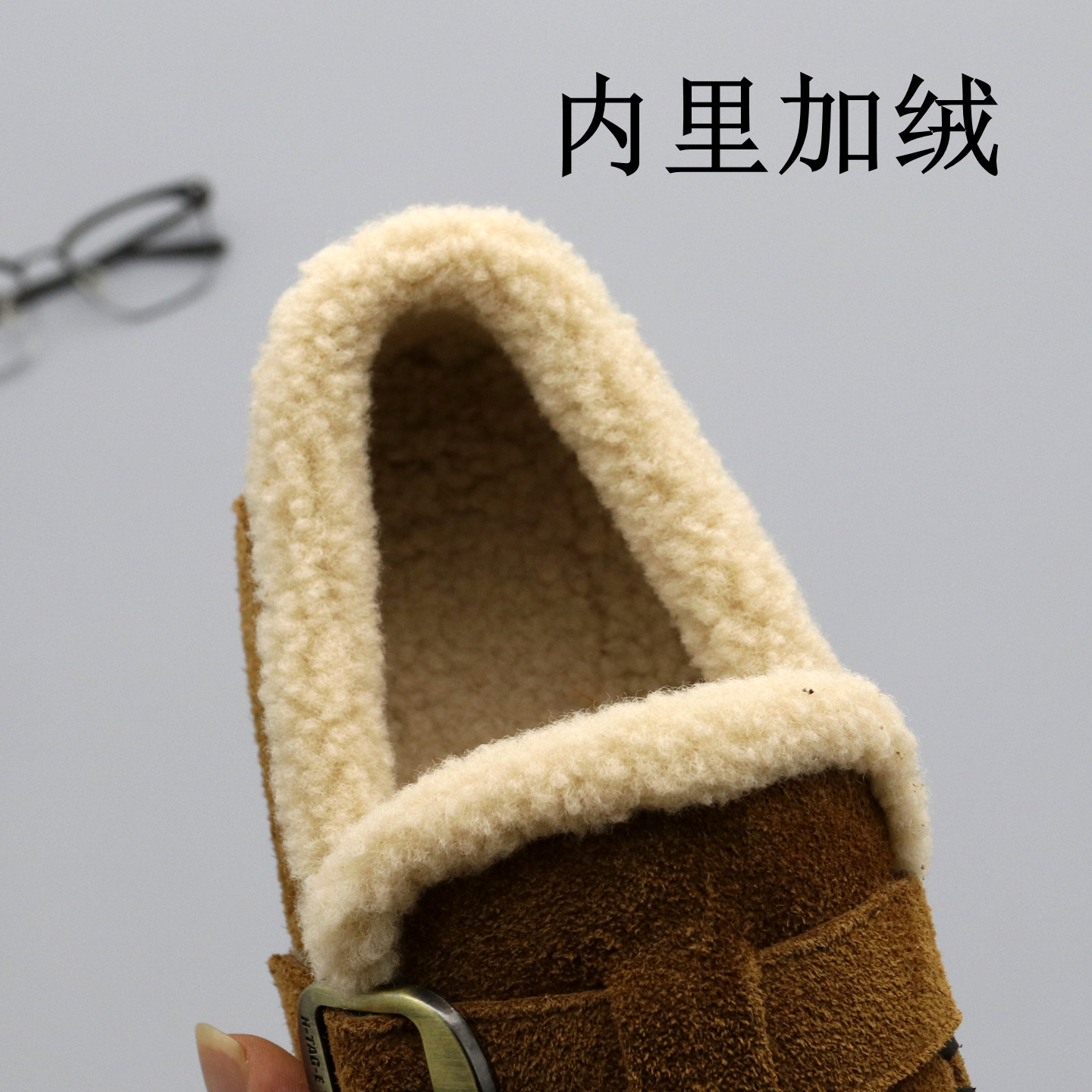 羊羔毛勃肯鞋女棉鞋子冬季真皮加绒保暖平底一脚蹬休闲乐福豆豆鞋,淘宝优惠券,粉丝福利购,淘宝优惠卷