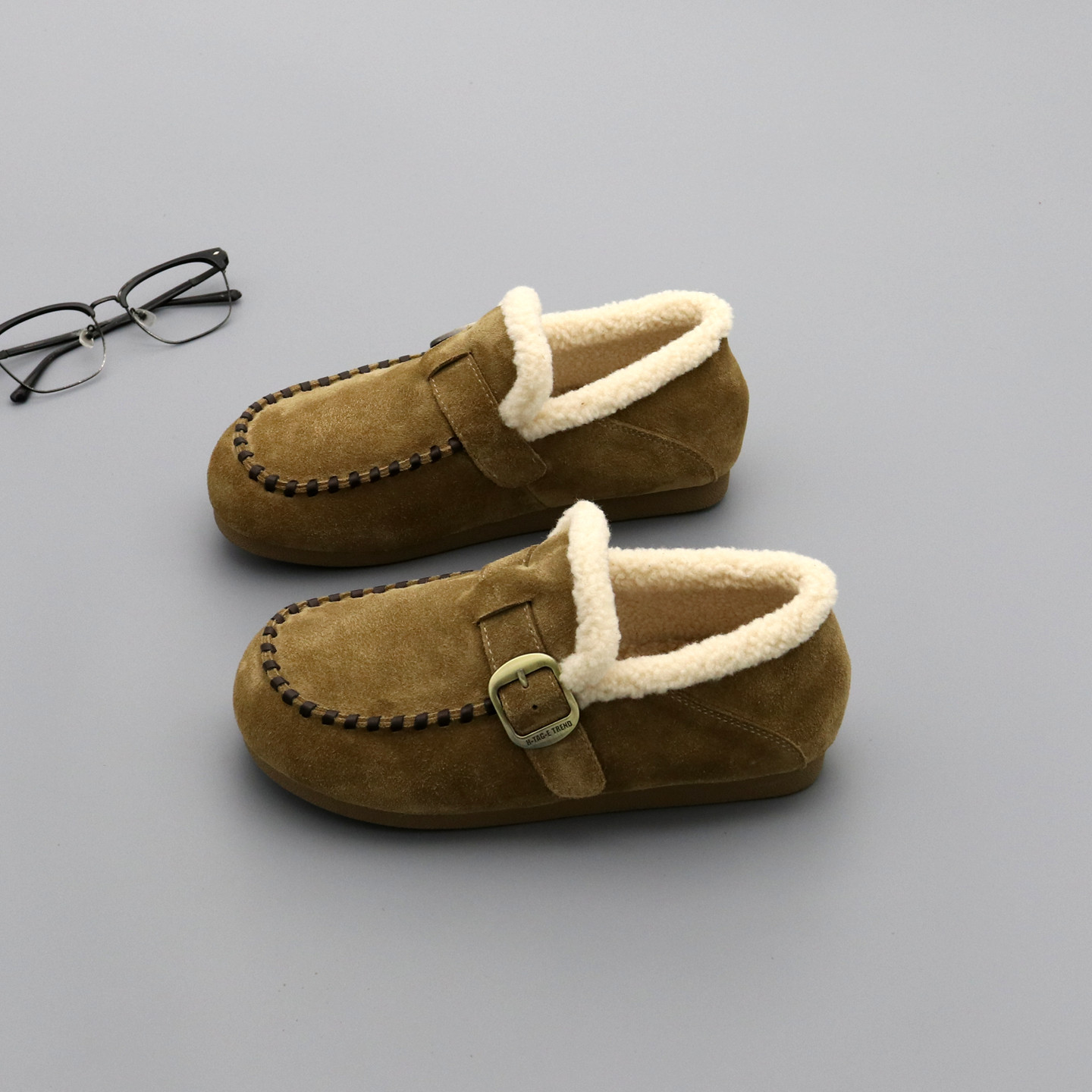 羊羔毛勃肯鞋女棉鞋子冬季真皮加绒保暖平底一脚蹬休闲乐福豆豆鞋,淘宝优惠券,粉丝福利购,淘宝优惠卷