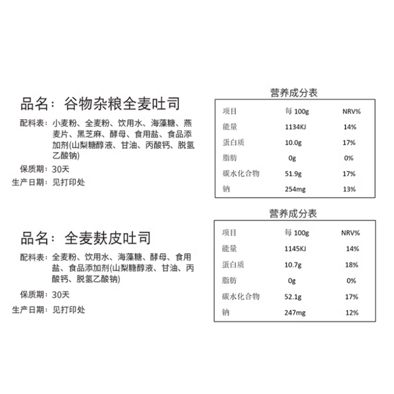 低脂黑麦全麦面包糖尿人可食品代餐无糖精零食早餐整箱饱腹专心用 - 图3