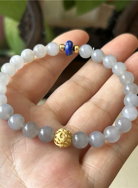 天然和田玉手链烟紫玉圆珠手链原物实拍正品A新疆和田玉单圈手串