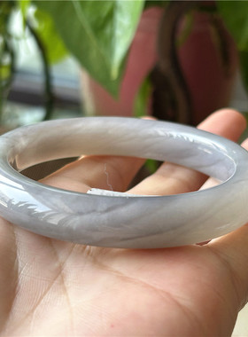 天然和田玉手镯烟紫玉径58原物实拍玉石手镯A货正品和田玉手镯子