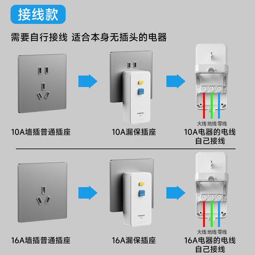 国际电工漏电保护插头16a空调10a热水器专用自动断电漏保开关插座 - 图3