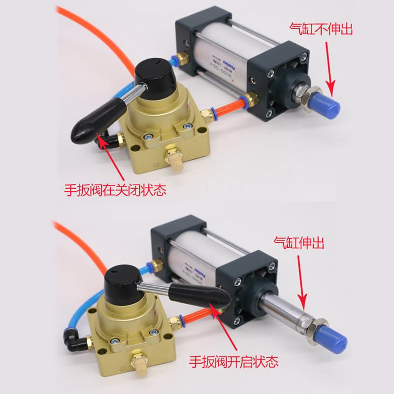 气动开关三位四通手转阀HV-02手动阀手扳阀04气缸换向阀人控气阀-图0