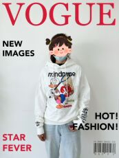 电竞卫衣 lisa姐姐美国代购 mindmae纯棉白色唐老鸭连帽卫衣情侣装加绒