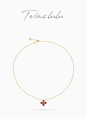 TWINSLULU轻奢风十字架红色项链