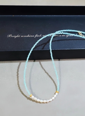 天河石项链女珍珠锁骨链轻奢小众颈链配饰