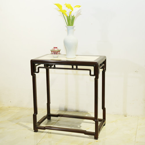 明式花几黑酸枝云石小条案实木盆景桌底座架红木玄关花架家具 - 图1