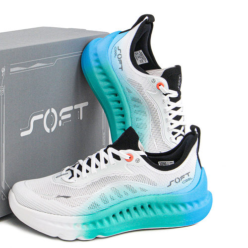 李宁SOFT COOL 2男子休闲跑鞋2025新款舒适软弹透气运动鞋AGLV009 - 图0