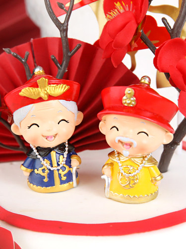 复古宫廷风皇爷爷皇奶奶摆件梅花枝插件甜品派对装扮生日蛋糕装饰 - 图2