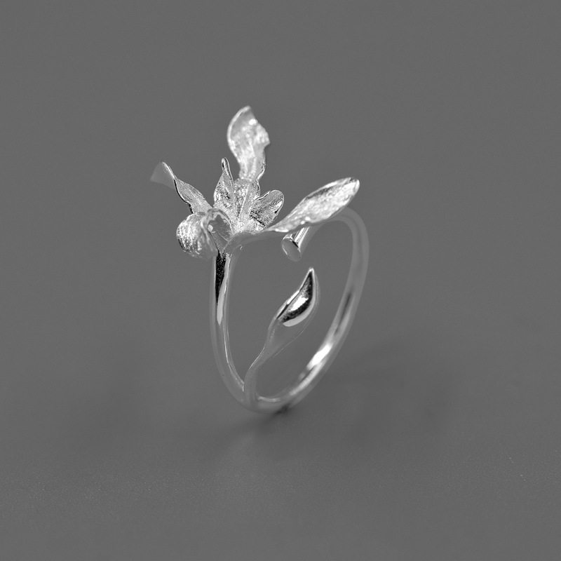A LITTLE S925 Sterling Silver Orchid Ring