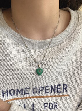 精致爱心项链~小众设计高级感锁骨链珐琅滴油韩国2026新款颈链女A