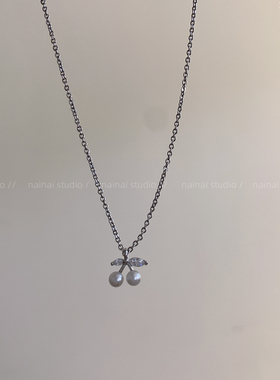 樱桃珍珠项链~小巧日常锁骨链2025新款小众设计气质高级感颈链女A