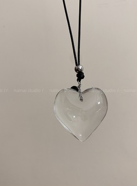 透明爱心项链~韩国立体ins风高级感小众设计抽拉式卫衣毛衣链配饰