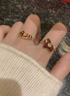 小马戒指集合~红色新年叠戴本命年高级感轻奢食指戒女指环