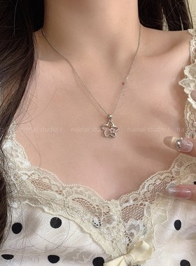 韩国镂空星星项链~花朵甜美高级感简约气质锁骨链2025新款配饰女A