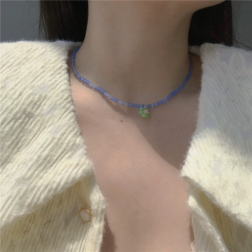 Свежее плетеное милое весеннее ожерелье ручной работы, летняя цепочка до ключиц, в цветочек, японские и корейские