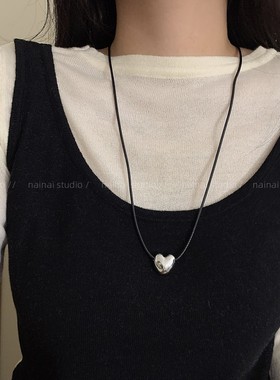 爱心项链~抽拉可调节韩系ins风毛衣链长款卫衣链小众设计挂脖配饰