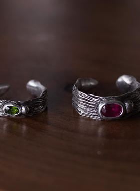 纯手工朴蝉情侣银国风戒指兰花草