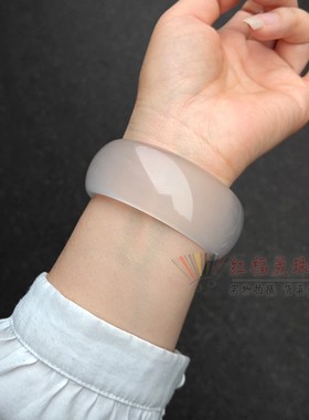 轮胎版玉石镯子冰种白月光手镯天然白玉手镯冰冰款金丝玉宽版玉镯