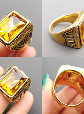 清仓男士猫眼石锆石大蛋面戒指