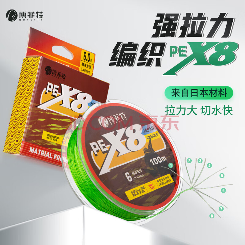 博菲特pe线8编100米防咬耐磨编织线路亚专用钓鱼线强拉力PE线渔线