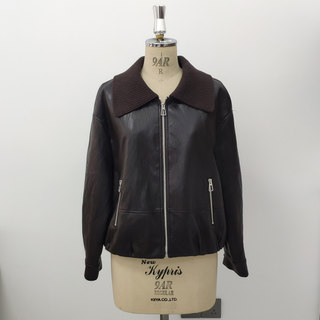 2026 shopping mall same style spring new women's clothing c261-020w fashionable cora knitted collar pu leather casual jacket