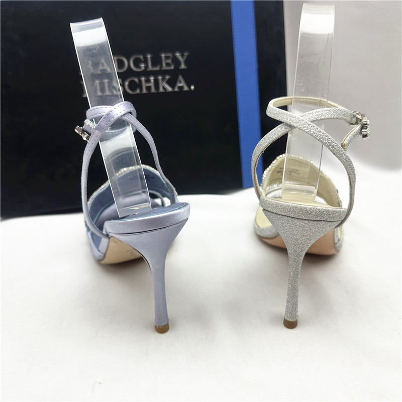 Badgley Mischka 百吉利米西卡时尚简约露趾细高跟纯色水钻女凉鞋 - 图2